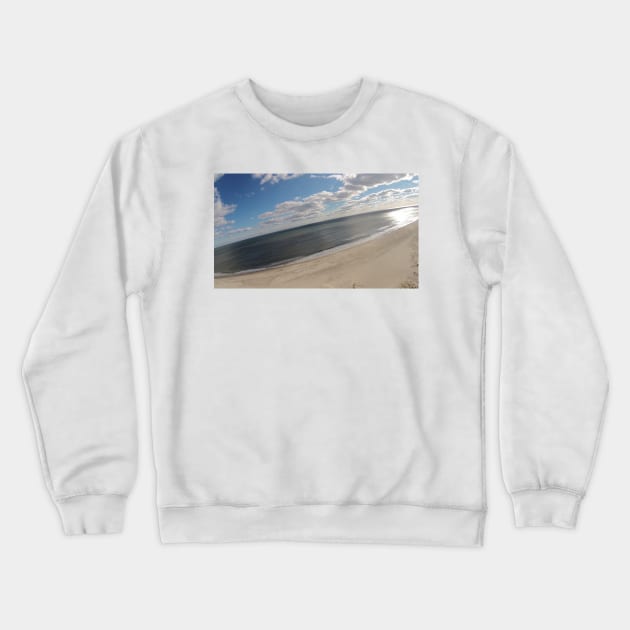 Ocean City NJ Beach Photo From Drone Crewneck Sweatshirt by PugDronePhotos